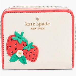 Kate Spade 3D Strawberry Dreams Small Zip Around Bifold Wallet NWT